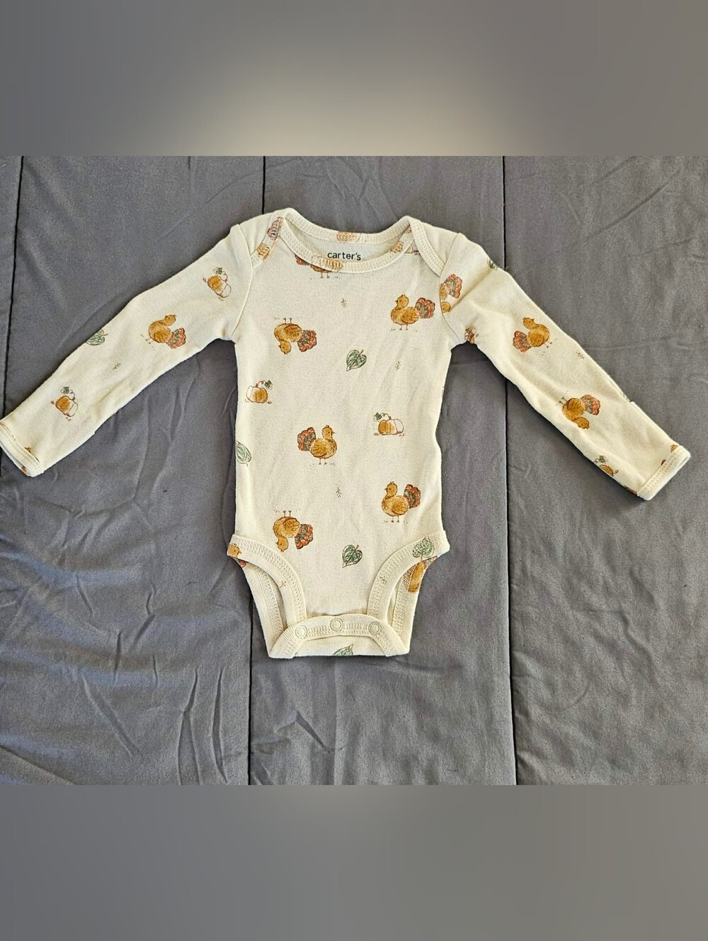 Carter's Cream Long-Sleeve Bodysuit with Turkey Print